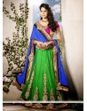 Blue And Green Net Wedding Lehenga Choli