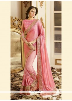 Splendid Pink Georgette Designer Saree