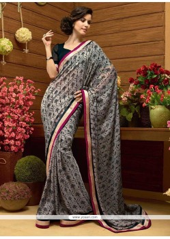 Epitome Grey Shaded Faux Georgette Saree