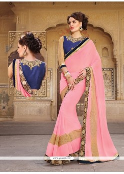 Distinctive Pink Designer Saree