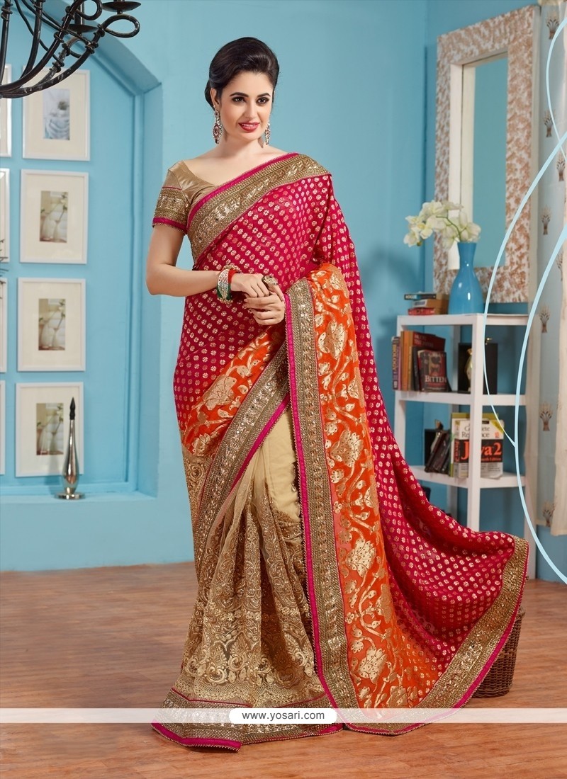 Imposing Net Multi Colour Classic Designer Saree