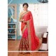 Outstanding Embroidered Work Hot Pink Net Classic Designer Saree
