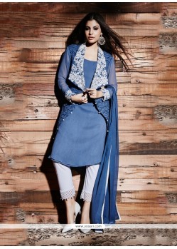 Blue Georgette Designer Suit