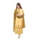 Superb Yellow Cotton Satin Designer Suit