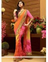 Exceptional Multicolour Shaded Faux Georgette Printed Saree