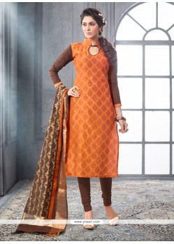 Phenomenal Chanderi Cotton Lace Work Churidar Designer Suit