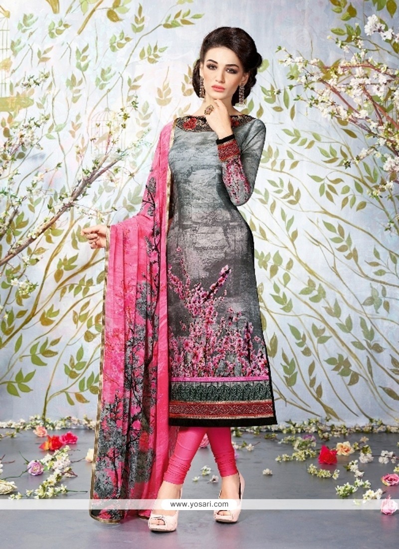 Adorable Multi Colour Lace Work Georgette Churidar Designer Suit