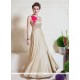Fashionable Embroidered Work Tussar Silk Beige Designer Gown
