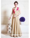 Especial Beige Jute Silk Designer Gown