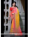 Alluring Georgette Pink And Yellow Designer Saree
