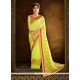 Artistic Yellow Embroidered Work Designer Saree