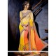 Hypnotic Patch Border Work Orange And Yellow Designer Saree