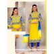 Exotic Patch Border Work Yellow Cotton Churidar Designer Suit