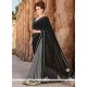 Specialised Embroidered Work Black Faux Chiffon Designer Saree