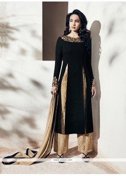 Prominent Aari Work Black Georgette Designer Suit