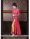Chic Embroidered Work Red And Yellow Silk Designer Suit