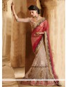 Luxurious Red And Cream Net Bridal Lehenga Saree