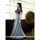 Grey Pure Crepe Patch Border Work Designer Gown