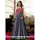 Monumental Faux Crepe Embroidered Work Designer Gown