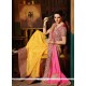Pink And Yellow Embroidery Half And Half Saree