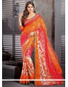 Pink And Orange Shaded Georgette Casual Saree