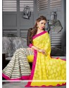 Yellow And Cream Georgette Party Wear Saree