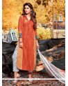 Divine Cotton Orange Print Work Designer Salwar Suit
