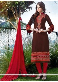 Appealing Cotton Satin Patch Border Work Churidar Designer Suit