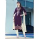 Trendy Purple Patch Border Work Cotton Satin Churidar Designer Suit
