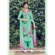 Mesmerizing Cotton Satin Green Resham Work Designer Salwar Suit
