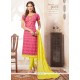 Luxurious Pink And Yellow Churidar Designer Suit