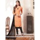Genius Orange Lace Work Jacquard Churidar Designer Suit