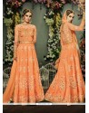 Exuberant Orange Banglori Silk Anarkali Salwar Kameez