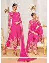 Capricious Hot Pink Embroidered Work Designer Suit