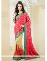 Cream And Pink Shaded Georgette Half And Half Saree