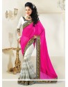 Off White And Pink Shaded Faux Georgette Designer Saree