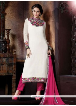 Innovative White Resham Work Georgette Pant Style Suit