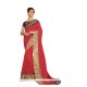 Baronial Georgette Hot Pink Embroidered Work Classic Designer Saree
