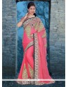 Excellent Pink Chiffon Satin Classic Designer Saree