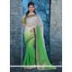 Sunshine Green And Off White Embroidered Work Georgette Classic Designer Saree