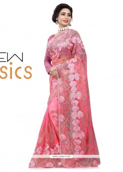 Sensational Net Pink Designer Saree