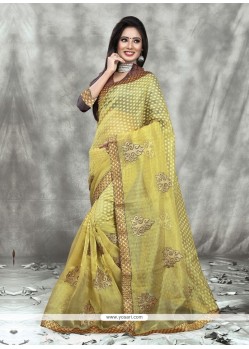Brilliant Yellow Designer Saree