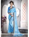Remarkable Patch Border Work Turquoise Casual Saree