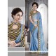 Customary Faux Chiffon Blue Patch Border Work Casual Saree