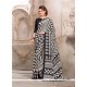 Flattering Print Work Black And Off White Casual Saree