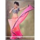 Sophisticated Net Hot Pink And Orange Embroidered Work Classic Designer Saree