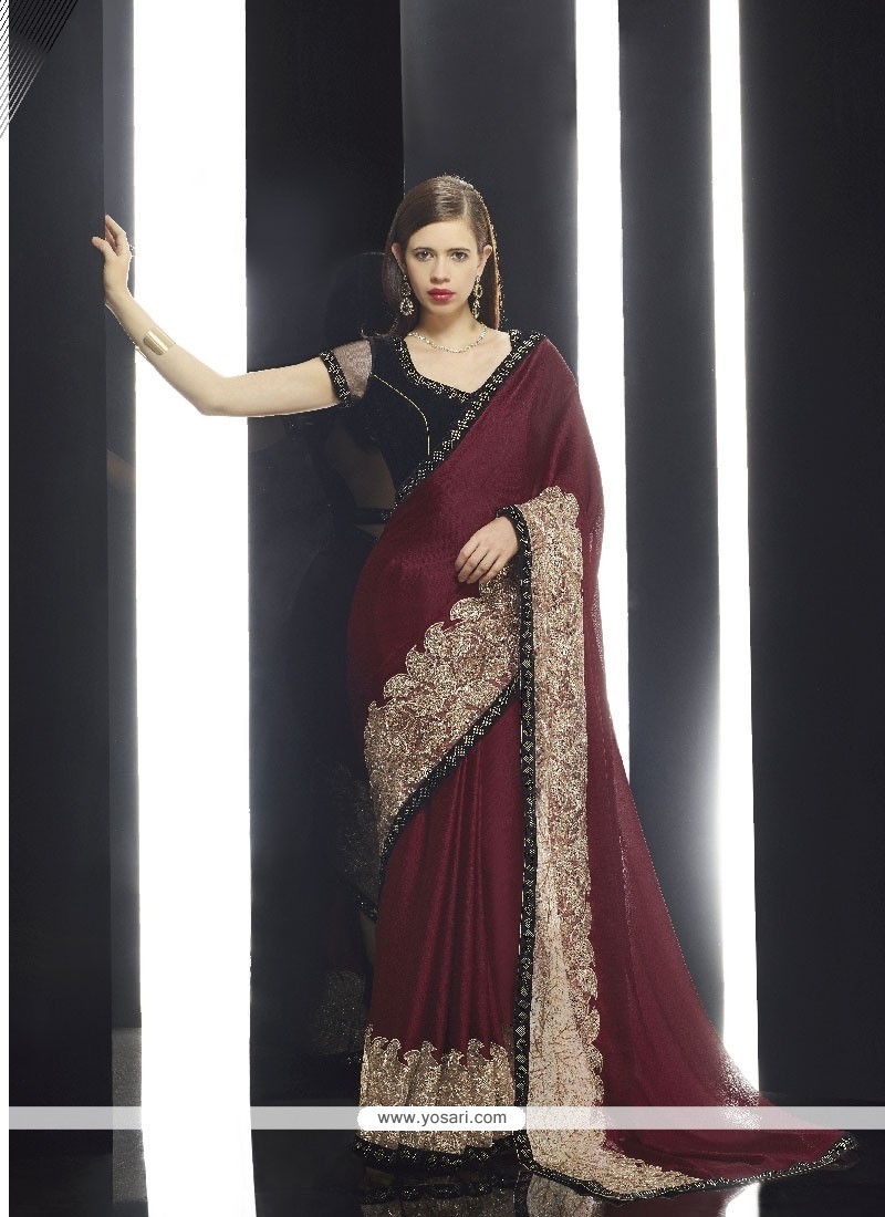 Heavenly Brown Embroidered Work Classic Designer Saree