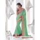 Classical Turquoise Embroidered Work Georgette Classic Designer Saree