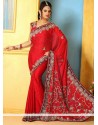 Competent Red Satin Wedding Saree