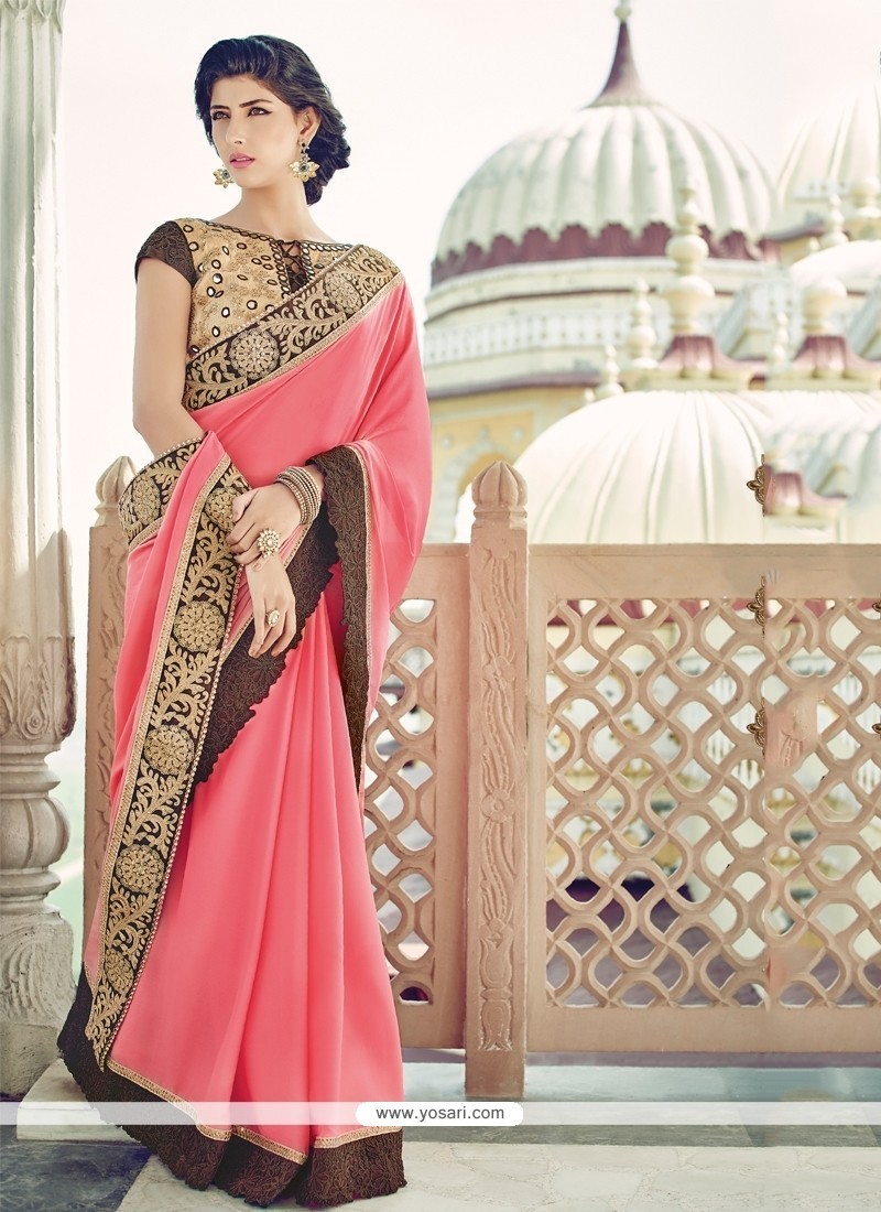 Resplendent Pink Designer Saree
